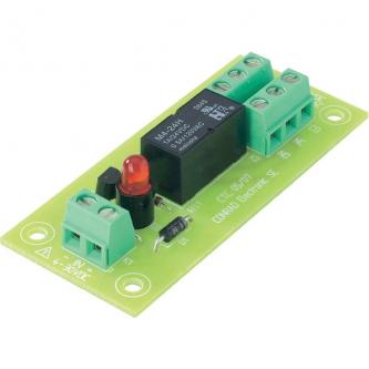 Board with a terminal block for DPDT 4-32VDC relay